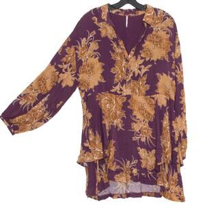 Free People Womens Dress Tunic Shake It Mini Floral Boho Plum Berry Size XS IX